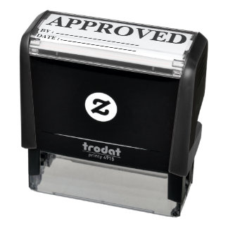 Approved w/by Date Line Self-Inking Office Rubber  Stamp