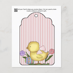 appx 4x5 Chick Baby Shower Gift or Favour Bag Tag Flyer