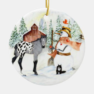 Appy colt and Snowman Ceramic Tree Decoration