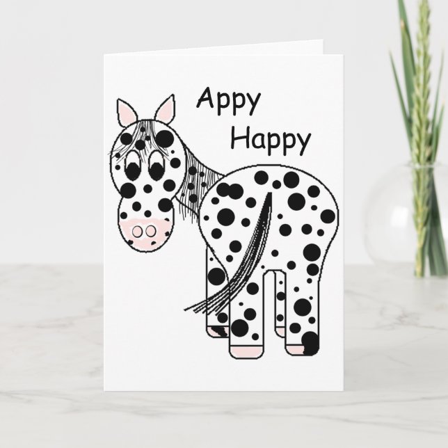 Appy Happy ~ Cute Leopard Appaloosa Horse Greeting Card (Front)