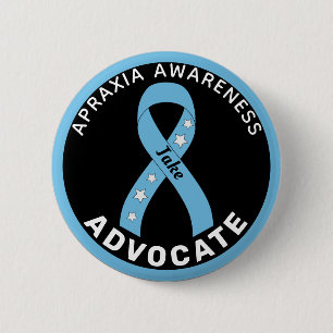 Apraxia Awareness Advocate Ribbon Black Button