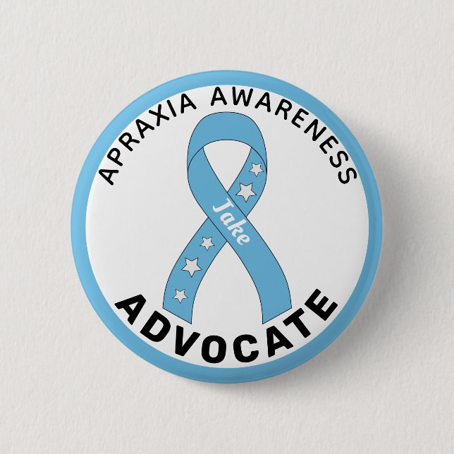 Apraxia Awareness Advocate Ribbon White Button (Front)