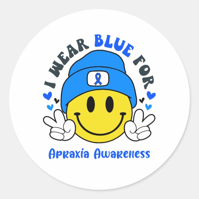 Apraxia Awareness Ribbon Support Gifts Classic Round Sticker (Front)