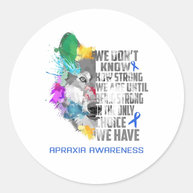 Apraxia Awareness Ribbon Support Gifts Classic Round Sticker (Front)