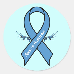 Apraxia Awareness Ribbon with Wings Classic Round Sticker