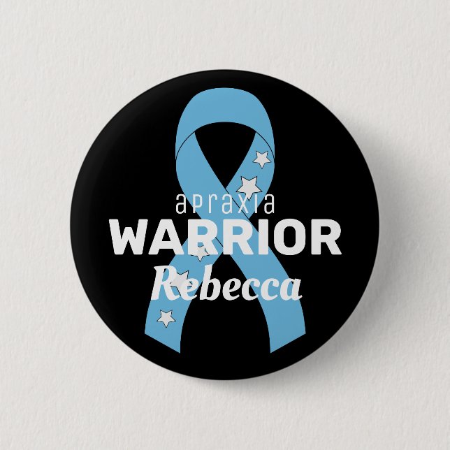 Apraxia Warrior Ribbon Black Button (Front)