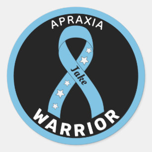Apraxia Warrior Ribbon Black Round Sticker