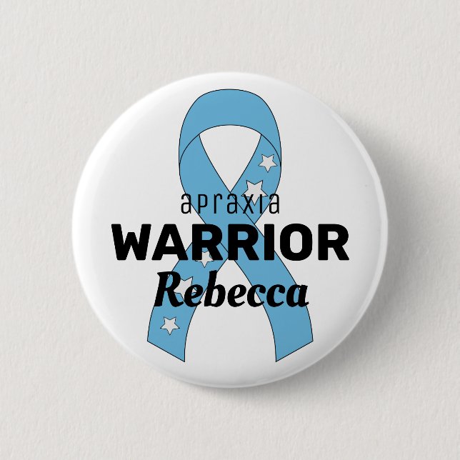Apraxia Warrior Ribbon White Button (Front)