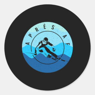 Après Af Ski Skiing Lake Tahoe Park City Skier Sno Classic Round Sticker