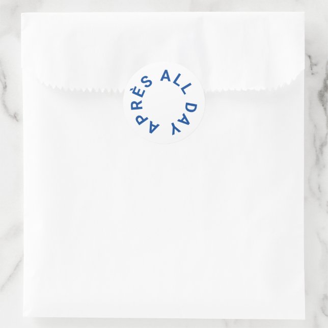 Après All Day Cool Blue Ski Theme Classic Round Sticker (Bag)
