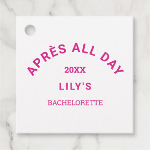 Après All Day Hot Pink Bachelorette Party Square Favour Tags