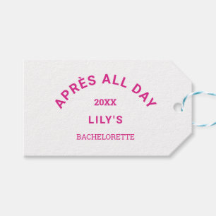 Après All Day Hot Pink Bachelorette Ski Crest Gift Tags