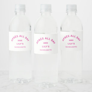 Après All Day Hot Pink Bachelorette Ski Party Water Bottle Label