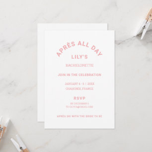 Après All Day Icy Pink Bachelorette Ski Weekend Invitation