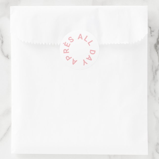 Après All Day Icy Pink Ski Theme Classic Round Sticker (Bag)