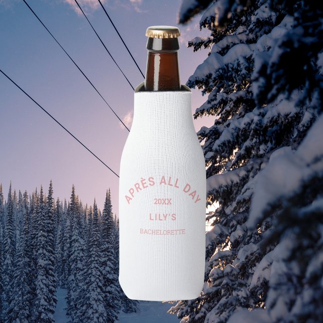 Après All Day Pink Bachelorette Ski Party Crest Bottle Cooler (Creator Uploaded)