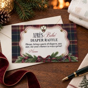 Après Bébé Preppy Ski Christmas Baby Shower Diaper Enclosure Card