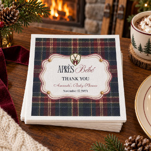Après Bébé Preppy Ski Lodge Christmas Baby Shower Napkin
