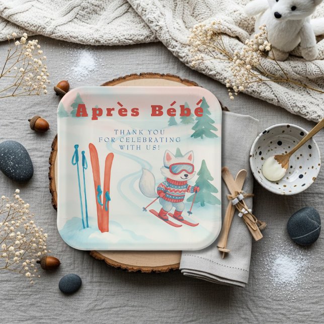 Après Bébé ski Arctic Fox Paper Plate (Après Bébé ski Arctic Fox Paper Plates)