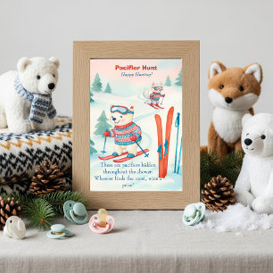 Après Bébé ski Baby Boho Pacifier Hunt game Invitation