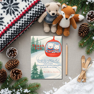 Après Bébé Ski Baby Woodland animals Thank You  Invitation
