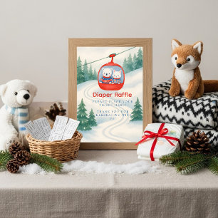 Après Bébé ski baby Woodland Diaper Raffle Table Invitation