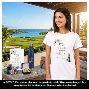 Après Golf Bachelorette Blue Elegant Preppy Floral T-Shirt