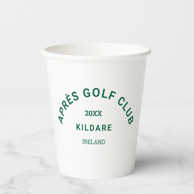 Après Golf Club Forest Green Golf Social Crest Paper Cups (Front)