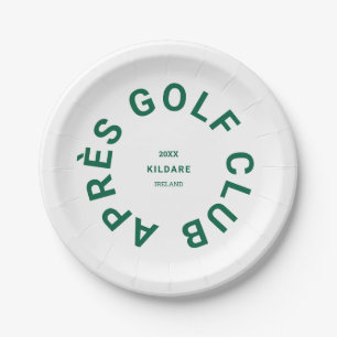 Après Golf Club Forest Green Golfers Social Crest Paper Plate