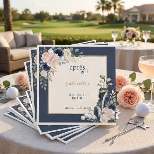 Apres Golf Elegant Royal Blue Floral Bachelorette  Napkin