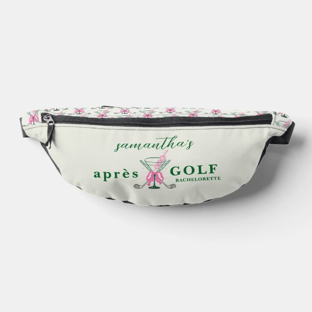 Aprés Golf Martini Coquette Bow Bachelorette Party Bum Bags (Lay Down)