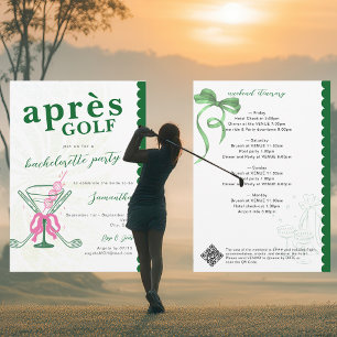 Aprés Golf Martini Coquette Bow Bachelorette Party Invitation