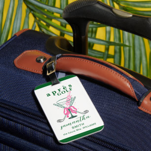Aprés Golf Martini Coquette Bow Bachelorette Party Luggage Tag