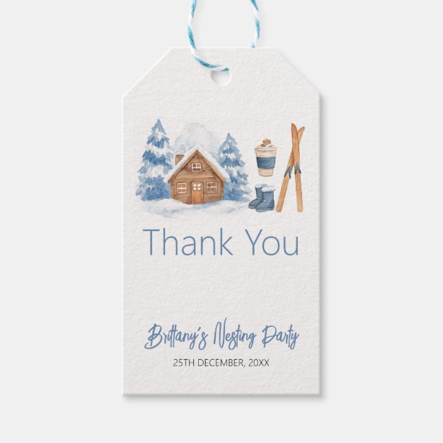 Apres Ski Baby Shower Winter Nesting Party Gift Tags (Front)