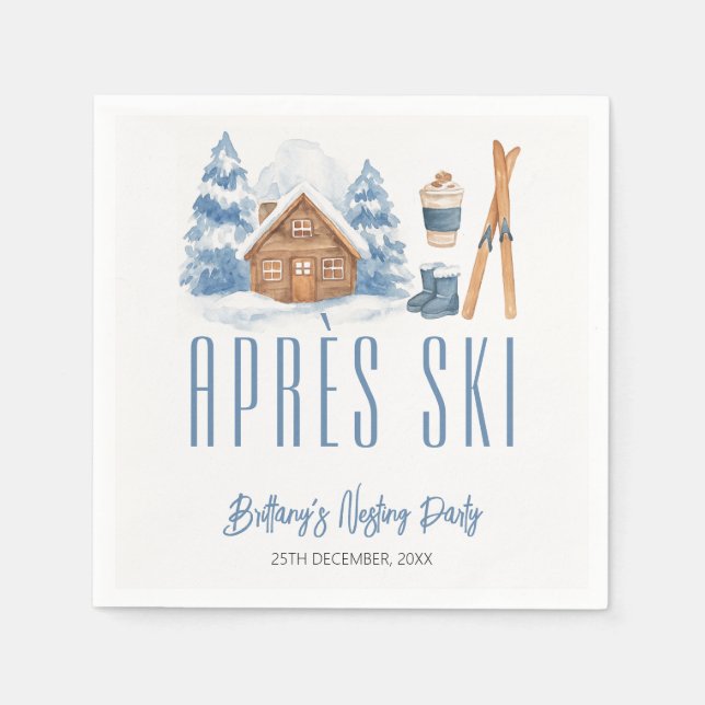 Apres Ski Baby Shower Winter Nesting Party Napkin (Front)