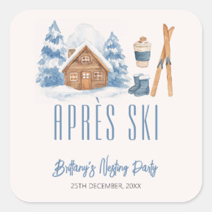 Apres Ski Baby Shower Winter Nesting Party Square Sticker