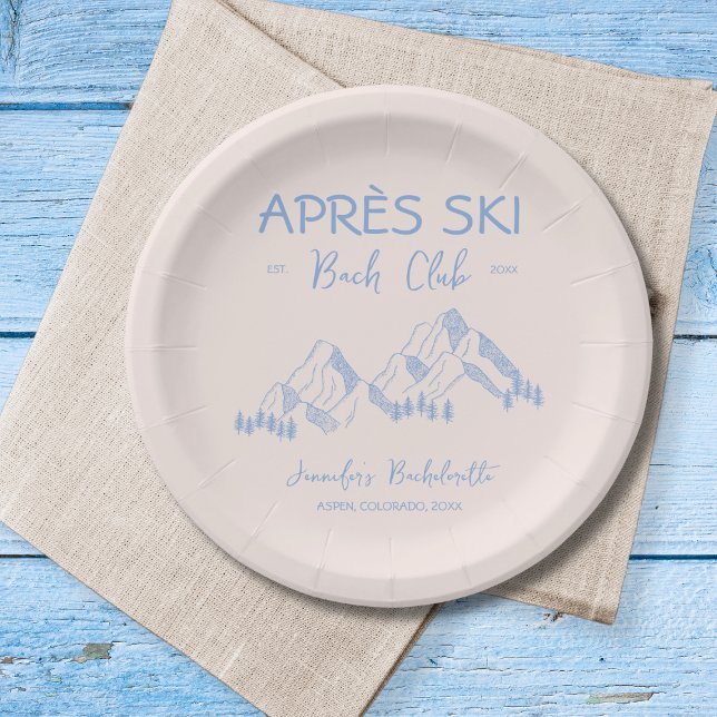 Apres Ski  Bach Club Blue Winter Bachelorette Paper Plate (Apres Ski Bach Club Blue Winter Bachelorette Paper Plates)
