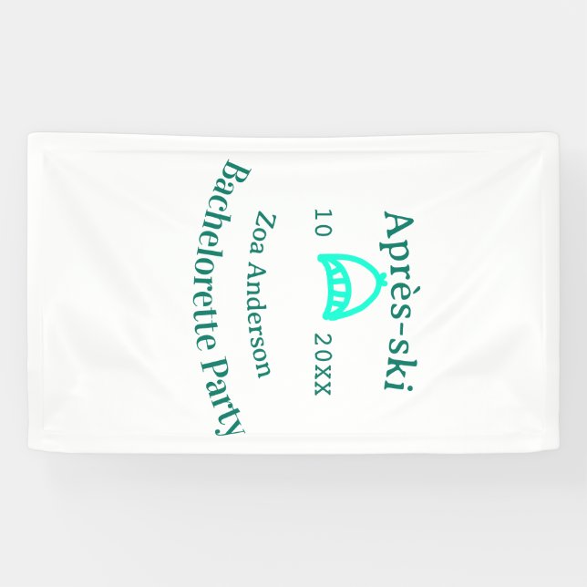 Après-ski bachelorette party turquoise hat name da banner (Horizontal)