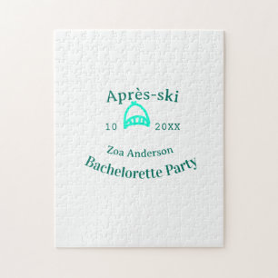 Après-ski bachelorette party turquoise hat name da jigsaw puzzle