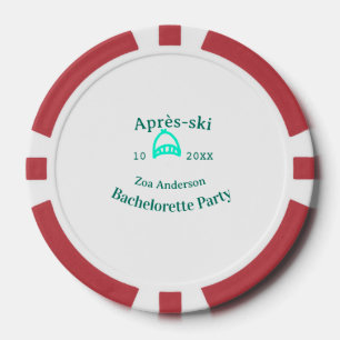 Après-ski bachelorette party turquoise hat name da poker chips