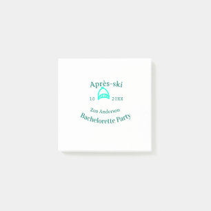 Après-ski bachelorette party turquoise hat name da post-it notes