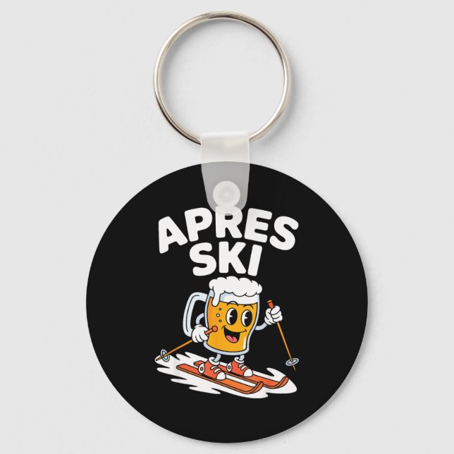 Apres ski beer mug skiing funny winter vacation Ap Key Ring (Front)