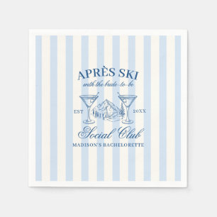 Apres Ski Blue Striped Bachelorette Napkin