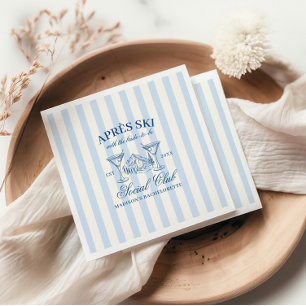 Apres Ski Blue Striped Bachelorette Napkin