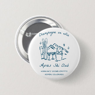 Après Ski Champagne on Ice Winter Bach Party 6 Cm Round Badge