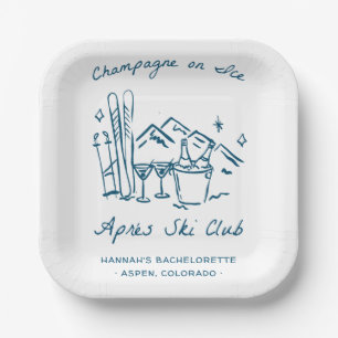Après Ski Champagne on Ice Winter Bach Party Paper Plate