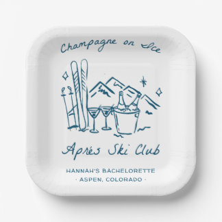 Après Ski Champagne on Ice Winter Bach Party Paper Plate