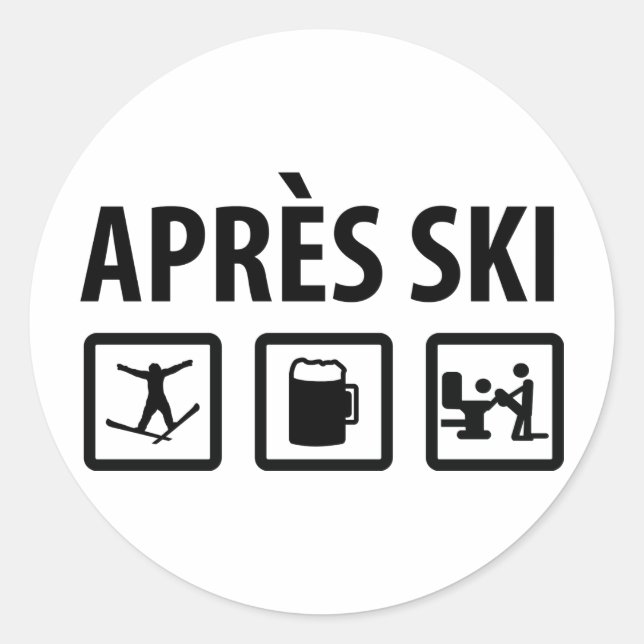 apres ski classic round sticker (Front)