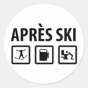 apres ski classic round sticker