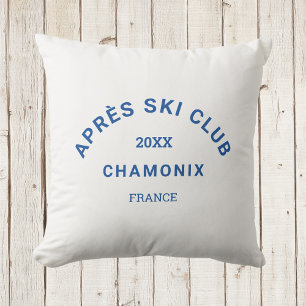Après Ski Club Cool Blue Ski Resort Crest Cushion